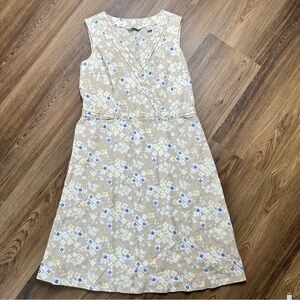 LL Bean Dress Womens 10 Linen Blend Floral Preppy Cottage Lightweight Sleeveless